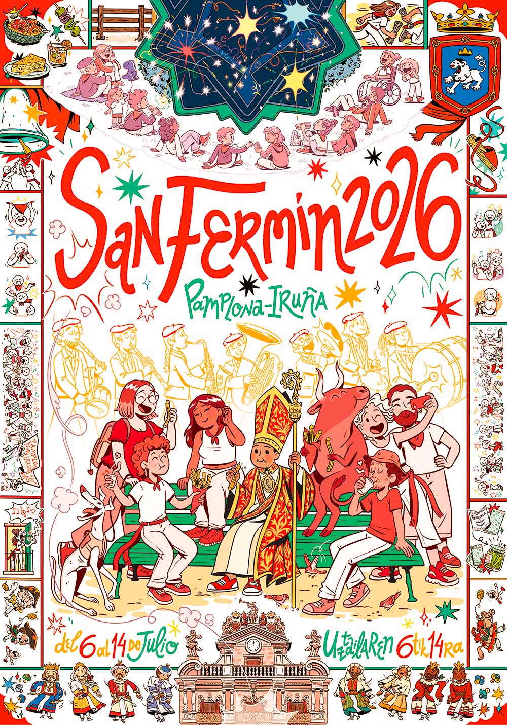 Cartel Los Sanfermines de Pamplona 2026. Foto: Connie Darilek.