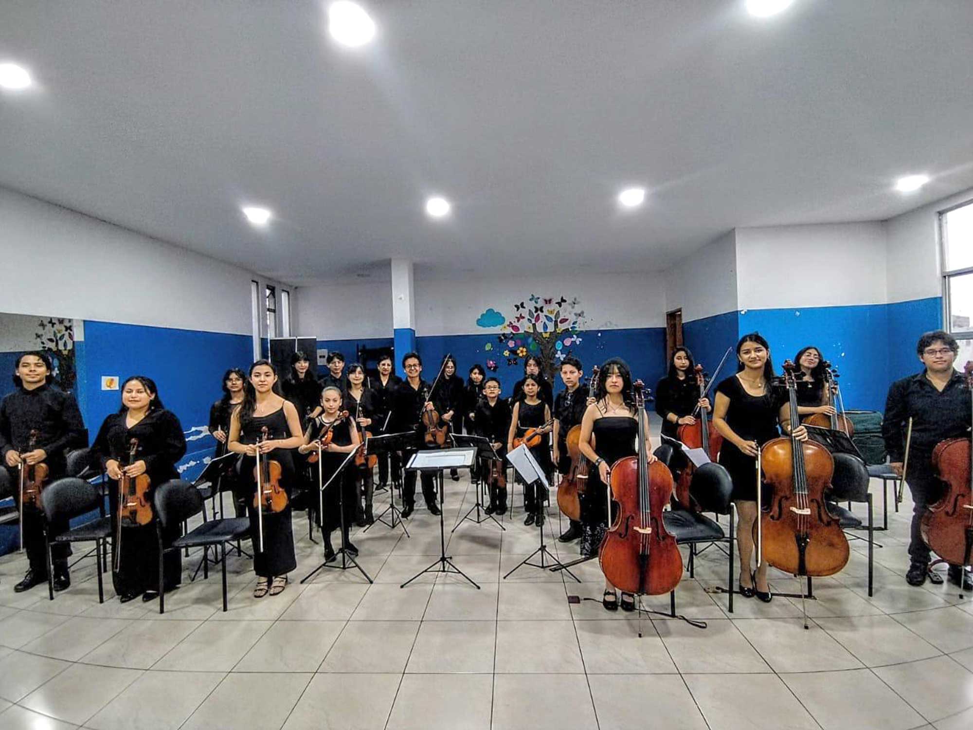 Los integrantes de la Orquesta Sinfónica Luis Humberto Salgado, orgullosos de representar al Ecuador en Austria y de compartir la riqueza musical del país en escenarios internacionales. Foto: Friend.