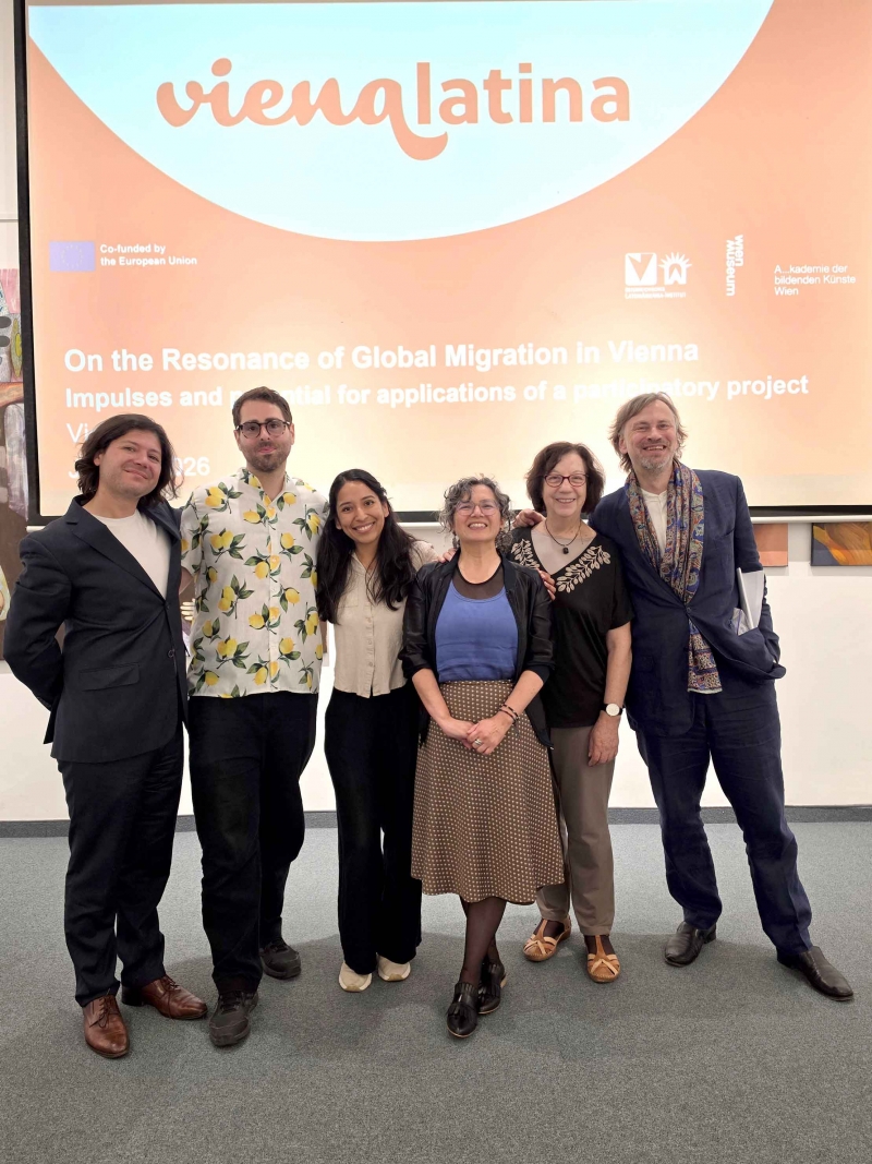 El equipo de VienaLatina - VIELAC, de izquierda a derecha: Pablo Volenski, Moritz Egger, Russell Altamirano, Carla Bobadilla, Ruth Pappenheim y Berthold Molden.